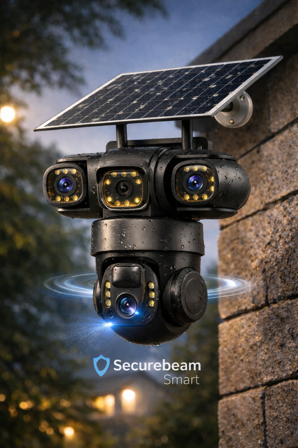 SolarGuard Pro 4G™ – Triple-Lens Smart Security Camera
