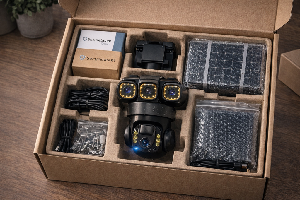 SolarGuard Pro 4G™ – Triple-Lens Smart Security Camera