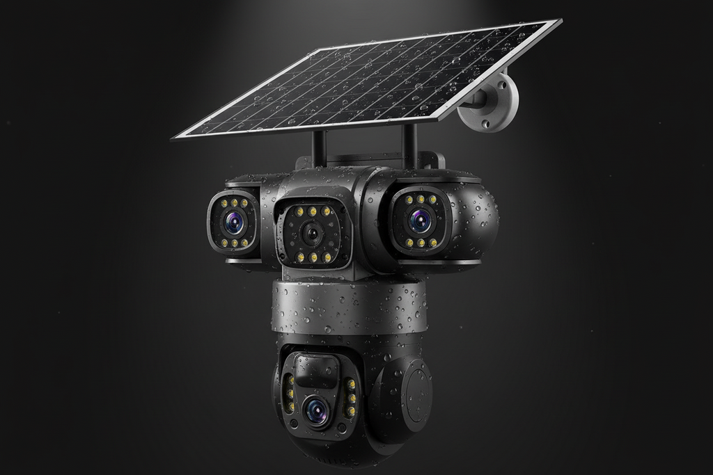SolarGuard Pro 4G™ – Triple-Lens Smart Security Camera