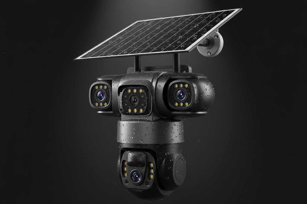 SolarGuard Pro 4G™ – Triple-Lens Smart Security Camera